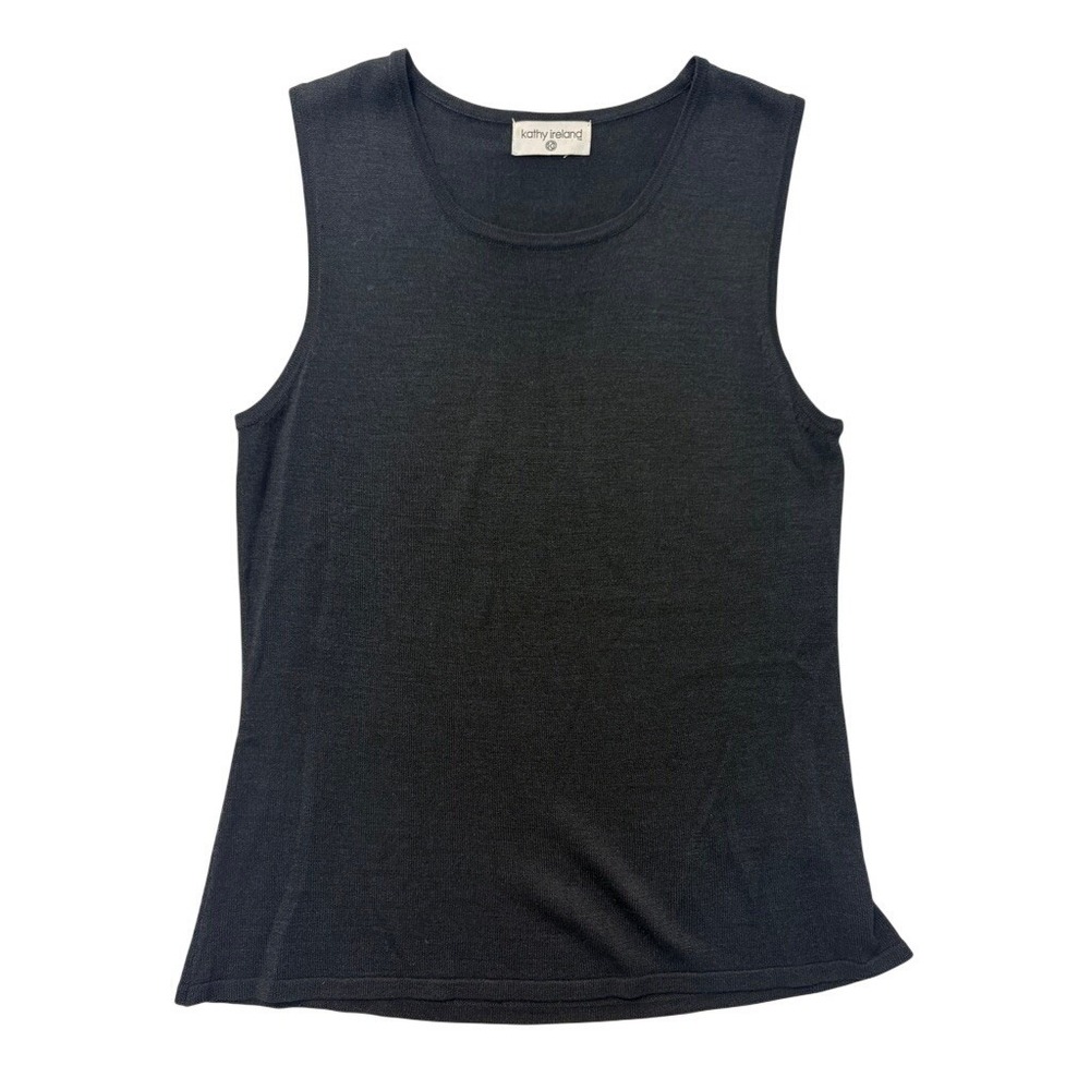 Kathy Ireland Vintage Black Knit‎ Tank Top Sleeveless Shell Sweater Women Medium